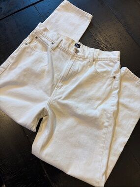 GAP Mom Jean Classic High-Rise White Jeans Size 30 100% Cotton